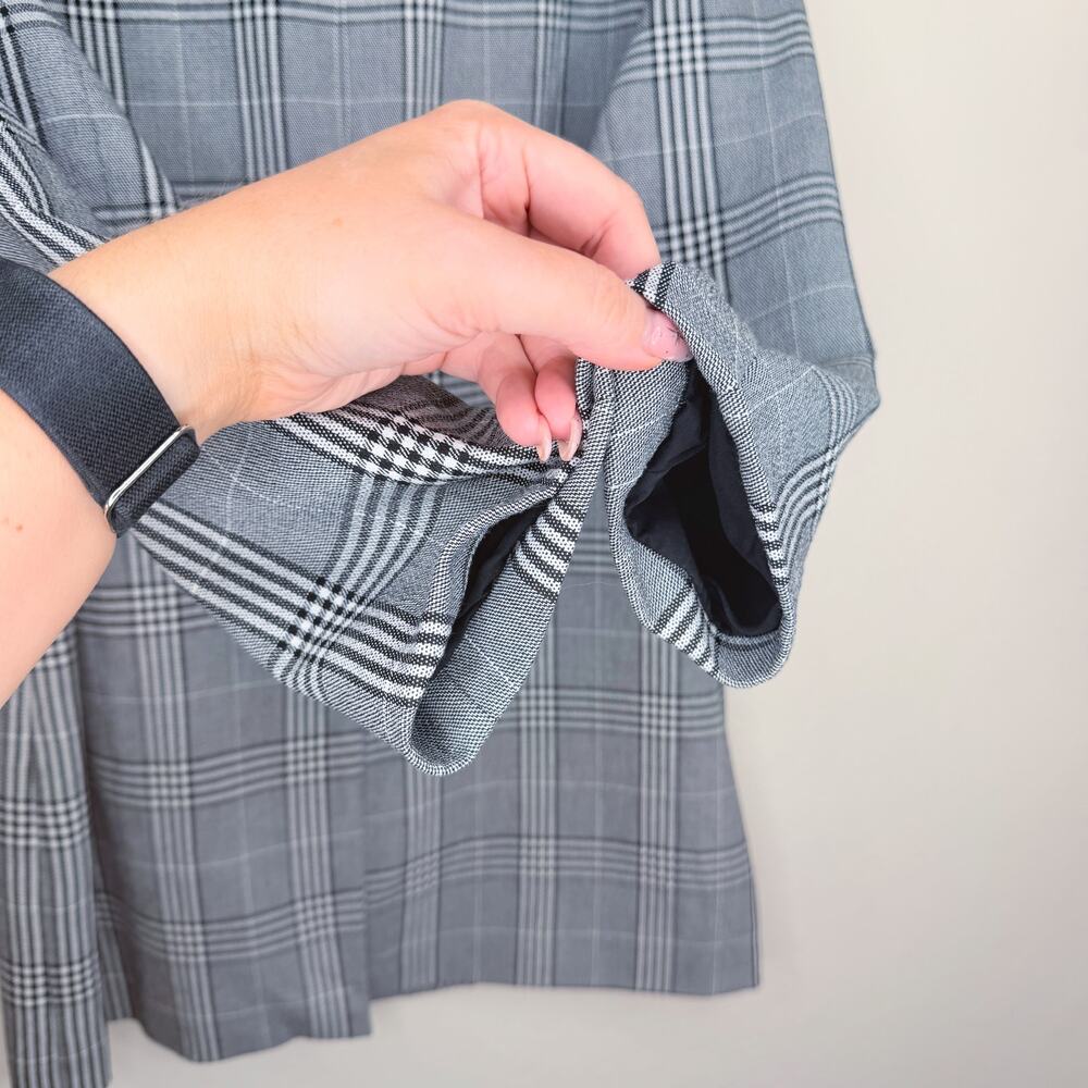 Madewell Caldwell Double Breasted Black White Glen Plaid Long Blazer Jacket Sm - Picture 5 of 13